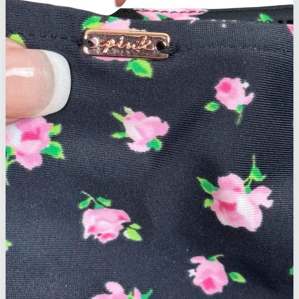 PiNK Victoria’s Secret Black Roses Swim Cover Up Skirt Medium - Picture 3 of 7